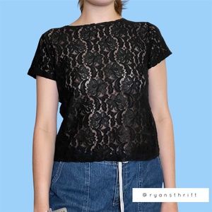 black sheer lace top